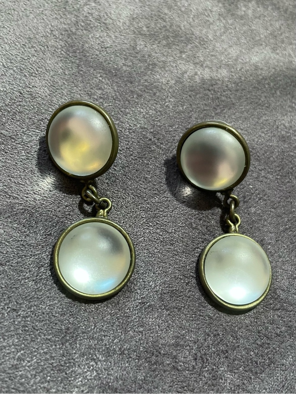 Vintage MCM Double-Drop Satin Glass Earrings